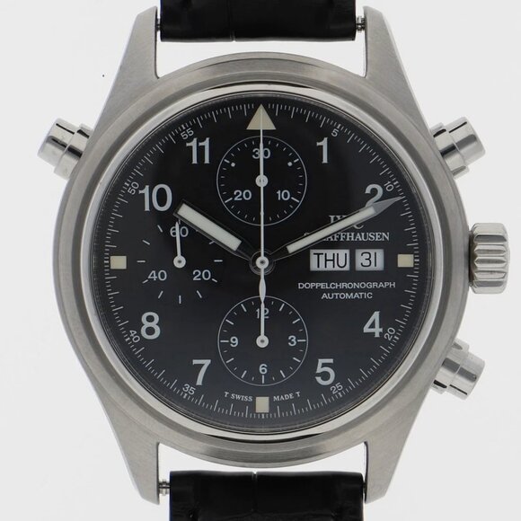 IWC IW371303 doppel chronograph black SS/Patent leather - Picture 1 of 10